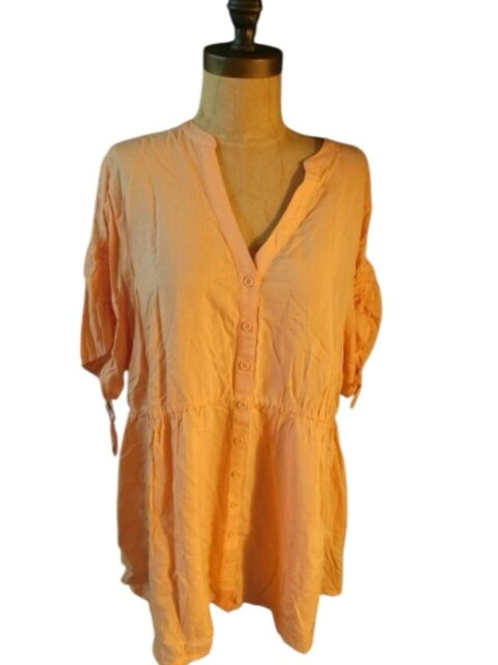 Torrid Size 1X Plus Size Peach Babydoll Style Blouse Top NWT $42